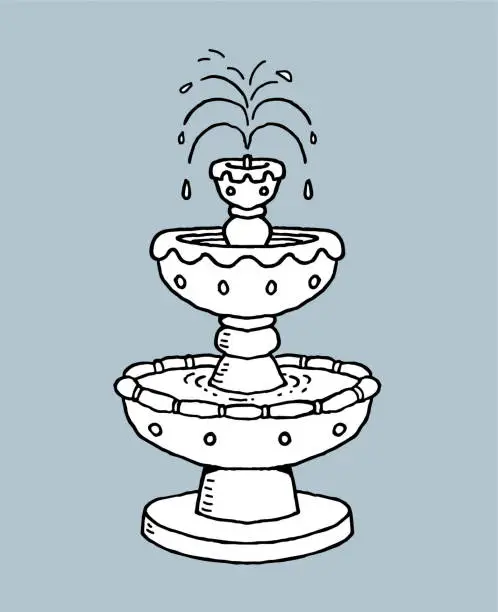 Vector illustration of Hand drawn fountain