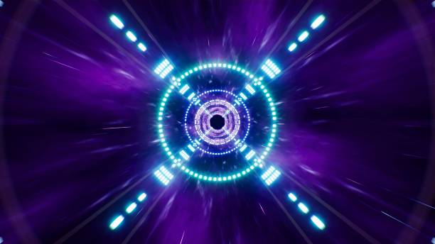 istock Glowing Purple Dimensional Tunnel 1361758329