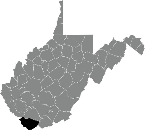 ilustrações de stock, clip art, desenhos animados e ícones de location map of the mcdowell county of west virginia, usa - west virginia map topography topographic map