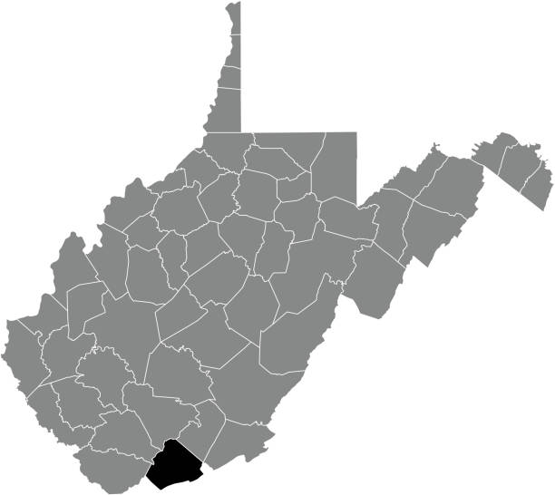 ilustrações, clipart, desenhos animados e ícones de mapa de localização do condado de mercer da virgínia ocidental, eua - west virginia map topography topographic map