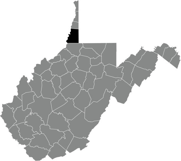 ilustrações de stock, clip art, desenhos animados e ícones de location map of the marshall county of west virginia, usa - west virginia map topography topographic map