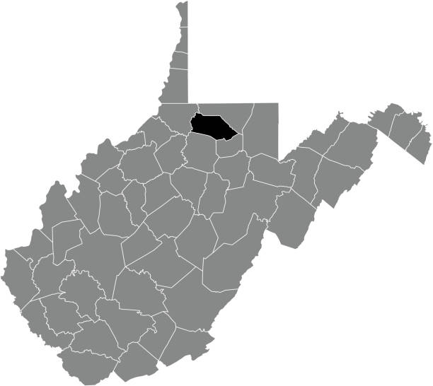 ilustrações de stock, clip art, desenhos animados e ícones de location map of the marion county of west virginia, usa - west virginia map topography topographic map