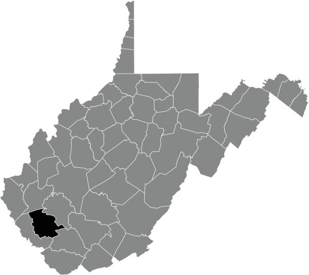 Location map of the Logan County of West Virginia, USA Black highlighted location map of the Logan County inside gray administrative map of the Federal State of West Virginia, USA logan west stock illustrations