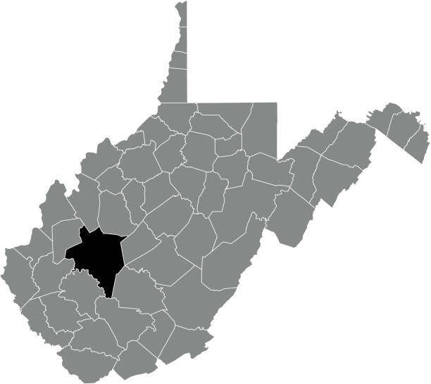 ilustrações de stock, clip art, desenhos animados e ícones de location map of the kanawha county of west virginia, usa - west virginia map topography topographic map