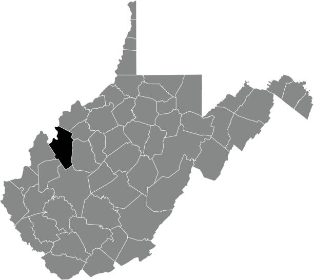 ilustrações de stock, clip art, desenhos animados e ícones de location map of the jackson county of west virginia, usa - west virginia map topography topographic map