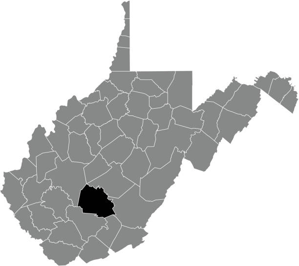 ilustrações de stock, clip art, desenhos animados e ícones de location map of the fayette county of west virginia, usa - west virginia map topography topographic map