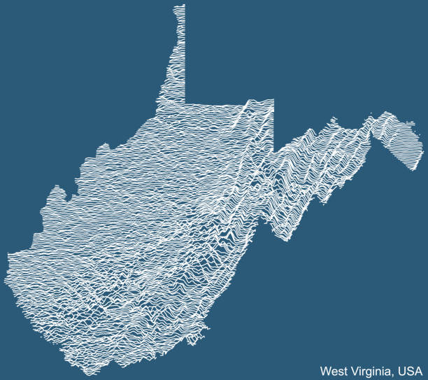 ilustrações de stock, clip art, desenhos animados e ícones de blue topographic map of west virginia, usa - west virginia map topography topographic map
