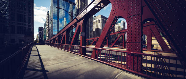 istock Panoramic view of Chicago downtown bridge and buiding 1361760764