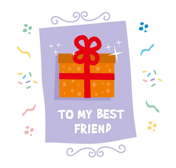 Vector illustration of Gift for best friend