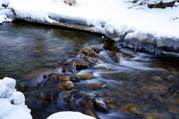 istock Snowy Winter Creek Landscape 1361762207