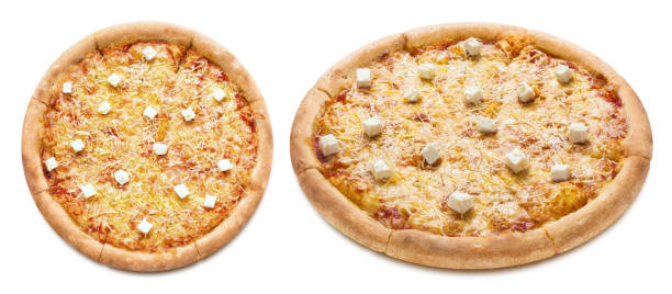 istock Delicious pizza with cheese on white 1361763180