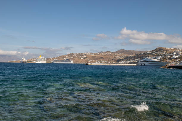 View from the coastline across Mykonos