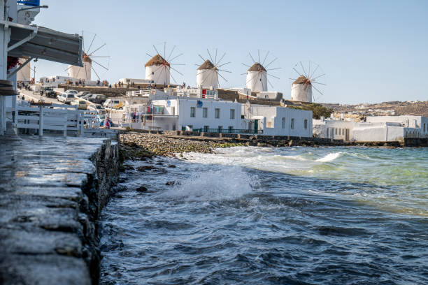 istock Little Venice and the windmills in Mykonos 1361766014