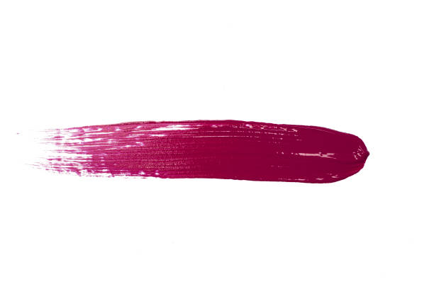 istock Red stroke brush lipstick or paint on white empty background. Cosmetics or acrylic stains for decoration and design. 1361767172