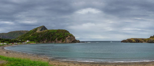 Panoramic view of the remote Bottle Cove beach, NFL, Canada stock photo