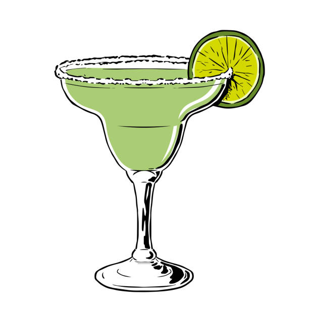izolovaný vektor ilustrace zeleného koktejlu - koktejl margarita stock ilustrace