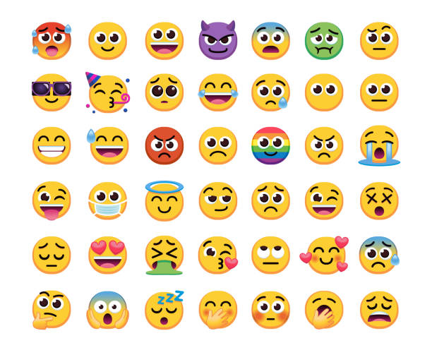 satz verschiedener emoji-symbole - animated emojis stock-grafiken, -clipart, -cartoons und -symbole