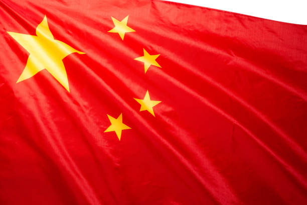 istock China flag waving as a background. 1361775304