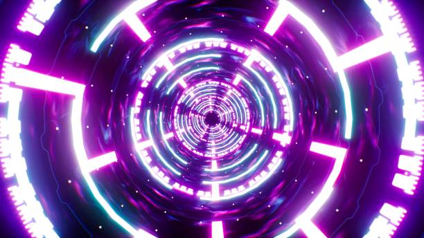 istock Glowing Zigzag Neon Light Energy Tunnel 1361775458