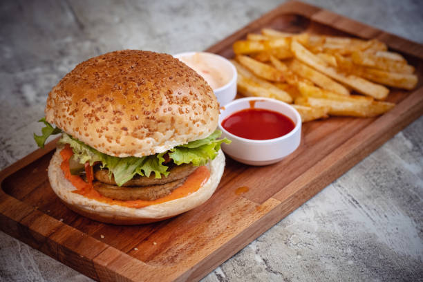 istock Veggie Burger with French Fries 1361778665