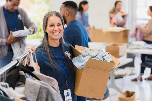 istock Cheerful charity drive volunteer 1361779214