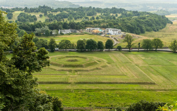 View over the ancient King's Park and King's Knot at Stirling, Scotland stock photo