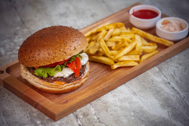 istock Hamburger and french fries 1361780239