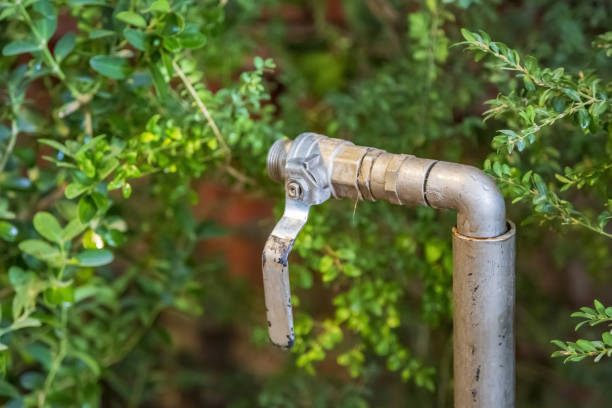 istock Old iron faucet for watering garden plants 1361787875