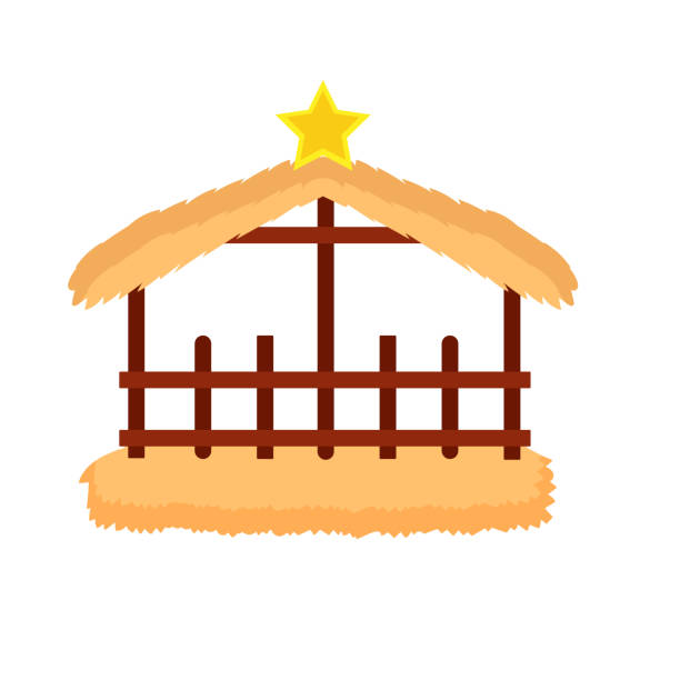izolowany sierp bożonarodzeniowy z gwiazdą nativity vector - getty stock illustrations