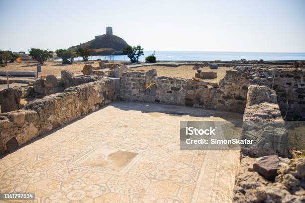 Roman Mosaic Near Nora Sardinia Italy Stock Photo - Download Image Now - Sardinia, Ancient, Ancient Civilization
