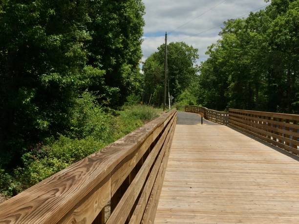 istock Wooden bridge greenway 1361809302