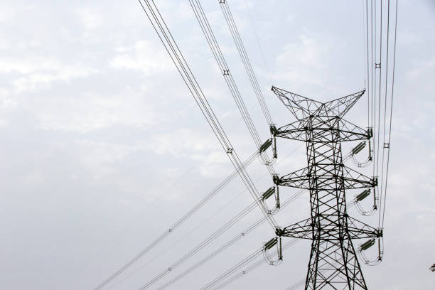istock Towers of eletric power transmission in fog 1361809310