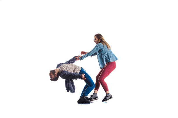 istock Woman and man doing gymnastics 1361813297