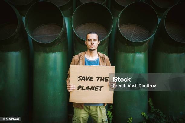 Young Activist Protester Environmental Conservation Climate Change Protest Stock Photo - Download Image Now