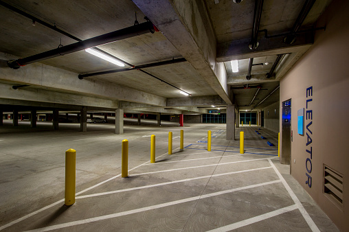 Large, modern parking garage.