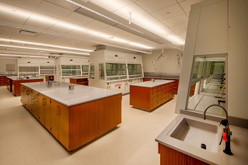 Laboratory with fume hoods.