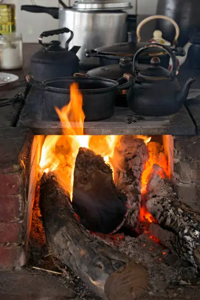 Photo of Iron pans over wood stove