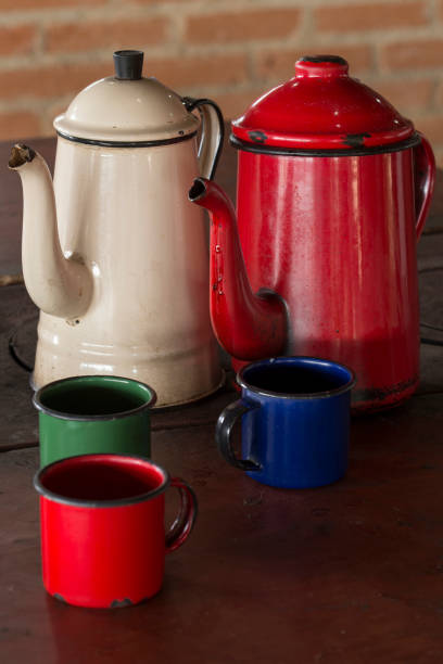 istock Coffee pot in the wood stove 1361818027