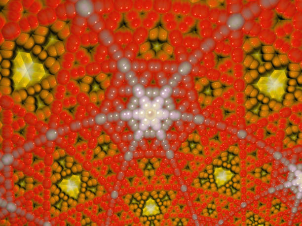 istock Yellow-red and pink hexagon shape bubbles 3d render illustration 1361823424