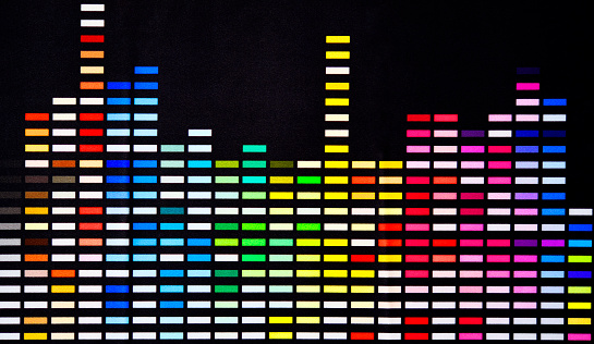Close-up of color swatch on black background.