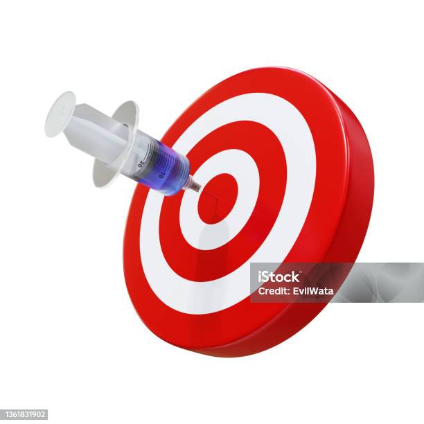 Bullseye Target Icon Symbol Syringe As Arrow Dart Targeting Sign 3d Illustration Image Isolated On White Background Stock Photo - Download Image Now