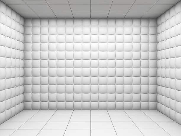 White empty padded room white mental hospital padded room empty with copy space upholstered furniture stock pictures, royalty-free photos & images