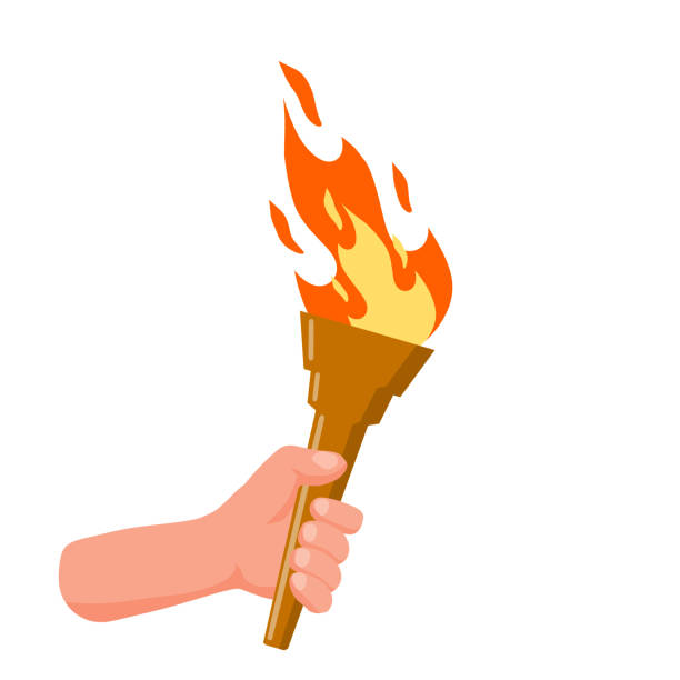 손 들고 횃불. - flaming torch stock illustrations