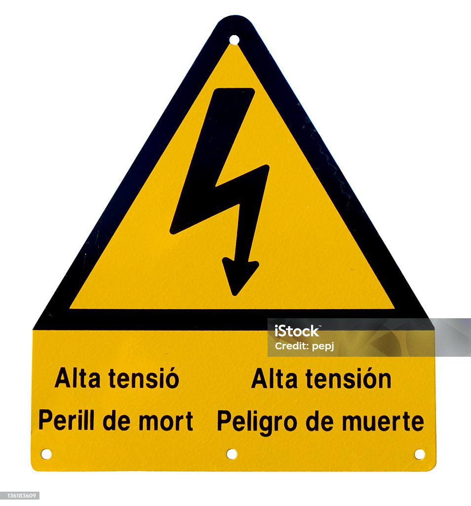 Señal de peligro la electrocución - Foto de stock de Alerta libre de derechos