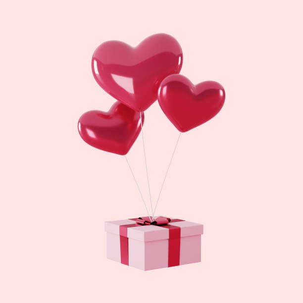 istock Love gift with pink balloon 1361836116