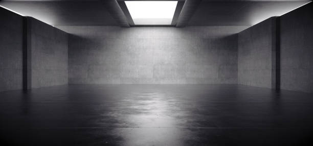 istock Advanced background High end scenario concrete wall 3D rendering booth Exhibition hall Dark technology 1361838764