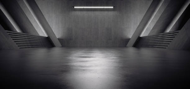 istock Advanced background High end scenario concrete wall 3D rendering booth Exhibition hall Dark technology 1361842669