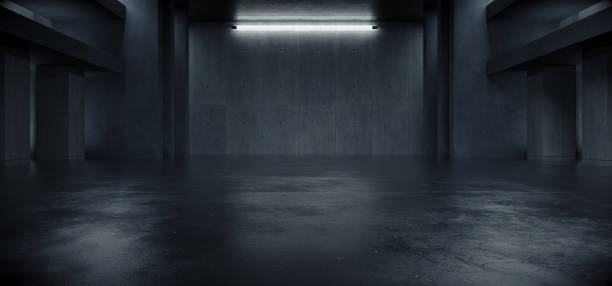 istock Advanced background High end scenario concrete wall 3D rendering booth Exhibition hall Dark technology 1361842749