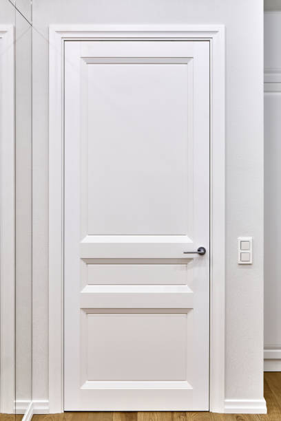 istock Closed door and light switches on white wall 1361848205