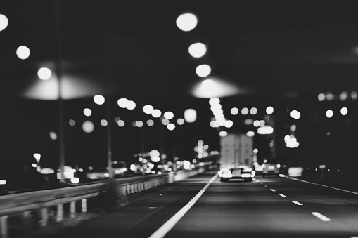 Photograph of Japanese night traffic road